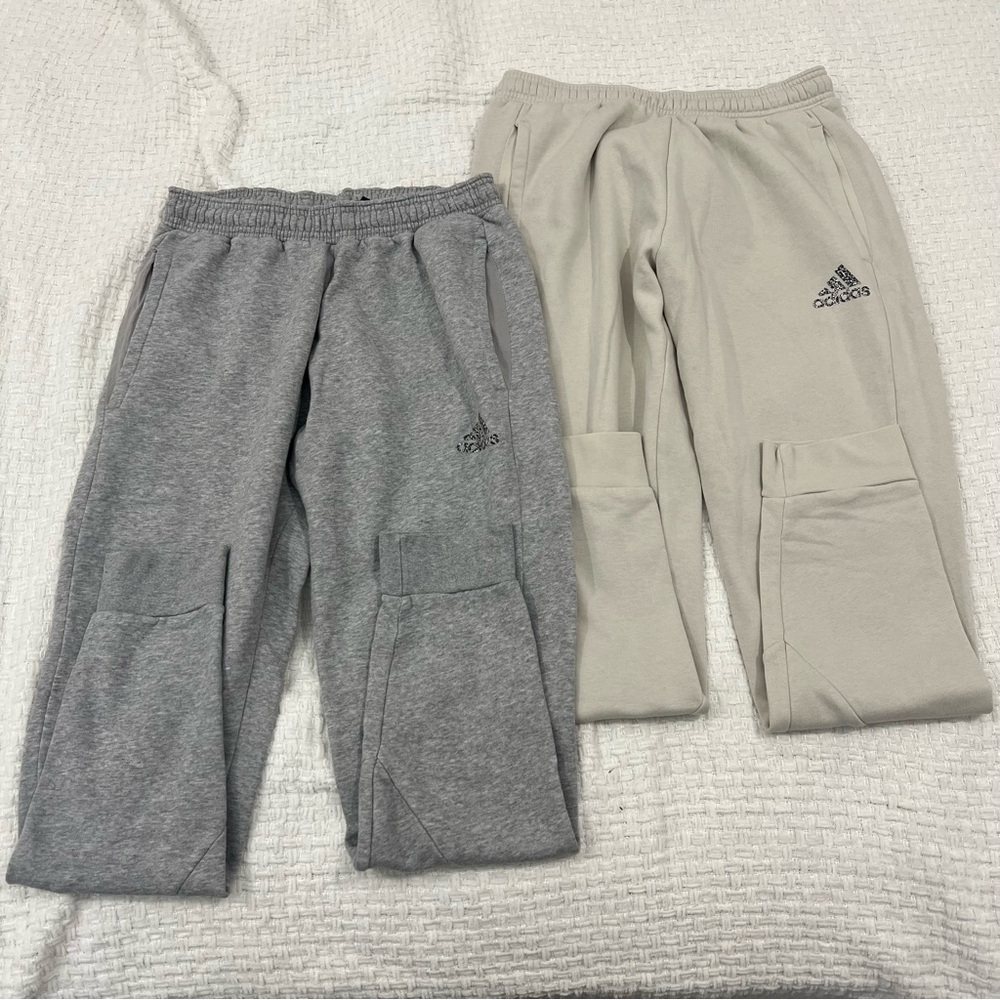 Adidas Stadium Fleece Joggers Bundle Gray & Beige Size M